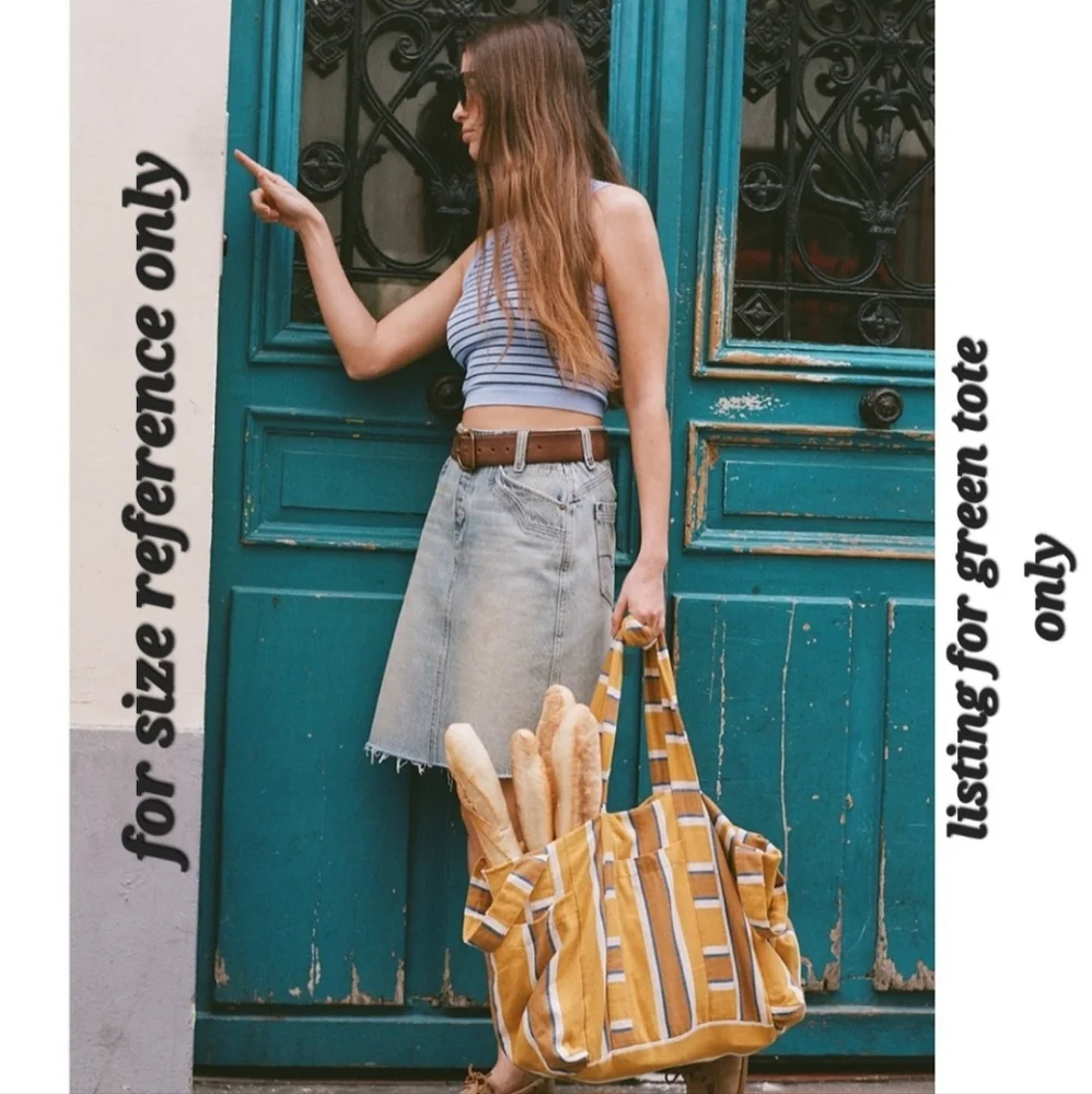 FREE PEOPLE Oversized Tote Bag- GREEN - Picture 7 of 9